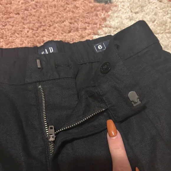 Gap 365 High Rise Linen Blend Wide-Leg Trousers Black, Women's Size 6 - Picture 7 of 10